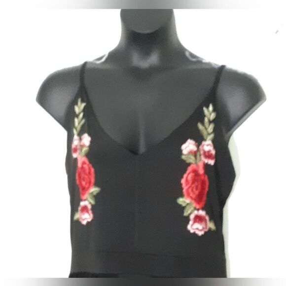 Red Dot Boutique plus size sheer mesh  embroidery chiffon high low maxi dress - Picture 4 of 5